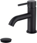 Single Handle Black Bathroom Faucet with Brass Drain Assembly and Escutcheon, Matte Black (Matte Black-JO1)