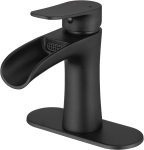 Black Bathroom Faucets Single Handle Waterfall Sink Faucet One Hole or Three Holes with Deck Mount Vanity Farmhouse  Vessel Basin Faucet