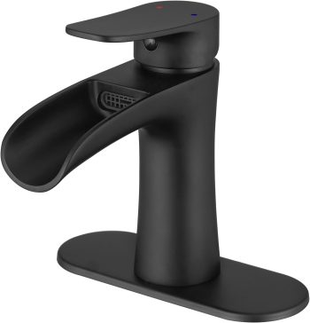 Black Bathroom Faucets Single Handle Waterfall Sink Faucet One Hole or Three Holes with Deck Mount Vanity Farmhouse  Vessel Basin Faucet