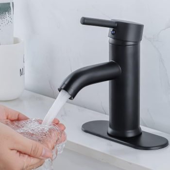Black Bathroom Faucet Bathroom Sink Faucet Vanity Single Hole Single Handle Matte Black Modern  Faucet Deck Mount 1 Hole or 3 Holes