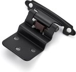 60 Packs (30 Pairs) 3/8" Inset Matte Black Cabinet Hinge, Self Closing Hinges for Kitchen/Bathroom/Furniture Cabinets & Doors. Decorative Hardware with Door Bumper.