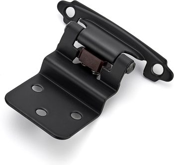 60 Packs (30 Pairs) 3/8" Inset Matte Black Cabinet Hinge, Self Closing Hinges for Kitchen/Bathroom/Furniture Cabinets & Doors. Decorative Hardware with Door Bumper.