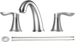 Bathroom Faucet, 8 Inch Bathroom Faucets for Sink 3 Hole, Widespread Brushed Nickel Bathroom Faucet with Pop up Drain and  Lead-Free Hose(Brushed Nickel)