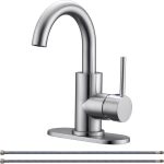 Bar Sink Faucet Brushed Nickel Single Hole Bathroom Sink Faucet Utility for Kitchen Small  Campers Faucet 360° Bar Mixer Wet Bar Faucets Single Handle Prep Sink Faucet with Deck Plate &Hose