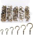 90 Pcs Ceiling Hooks kit, 6 Sizes Screw-in Ceiling Hooks, Plant Hooks Kitchen Hooks Cup Hooks Ceiling Hooks for Hanging (1/2", 5/8",3/4",7/8",1'',1-1/4") (Bronze)