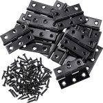 16 Pieces Small Door Hinges Stainless Steel Folding Butt Hinges Home Furniture Hardware Piano Cabinet Door Hinge with 96 Pieces Stainless Steel Screws (Black, 1.75 Inch)